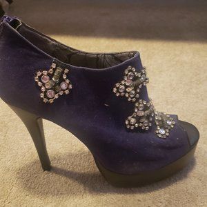 Dollhouse suade bootie heels